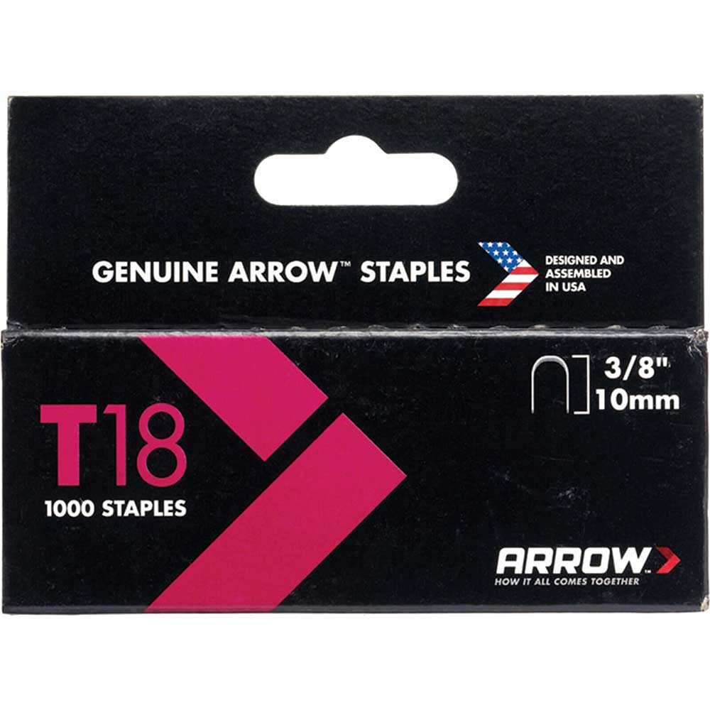 Arrow T18 Staples 10mm 38 Pack of 1000 Arrow T18 Staples 10mm 38 Pack of 1000