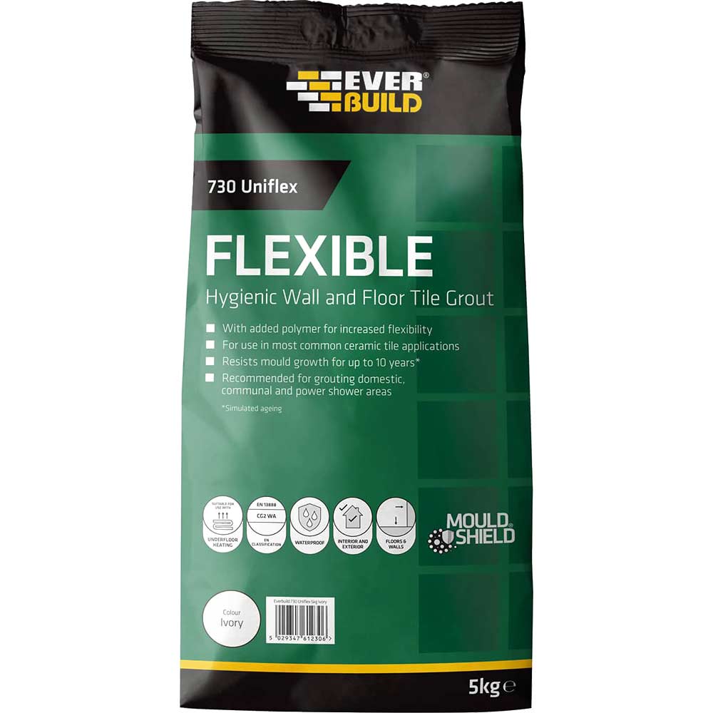 Everbuild Universal Flexible Tile Grout Ivory 5kg Everbuild Universal Flexible Tile Grout Ivory 5kg