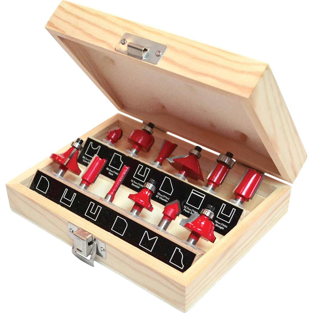 Faithfull 12 Piece Tct Router Bit Set 14 Shank Faithfull 12 Piece Tct Router Bit Set 14 Shank