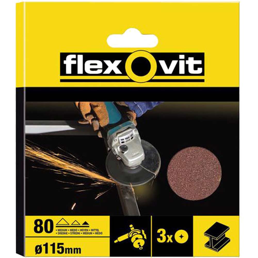 Flexovit Discs Pack of 10 115mm Fine 80G 63642527562 Flexovit Discs Pack of 10 115mm Fine 80G 63642527562