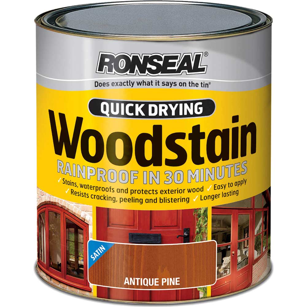 Ronseal Woodstain Quick Dry Satin Teak 250ml Ronseal Woodstain Quick Dry Satin Teak 250ml