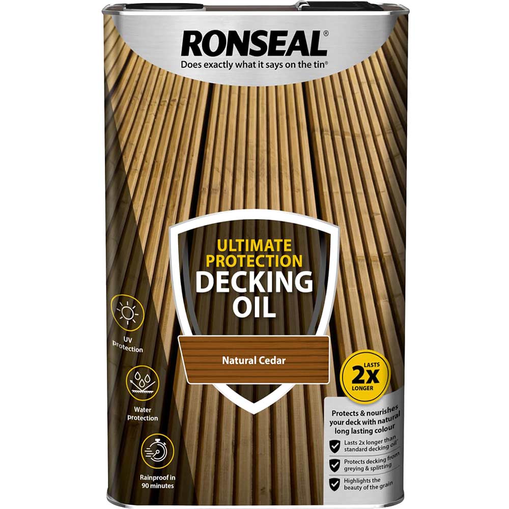 Ronseal Ultimate Protection Decking Stain Natural Cedar 5 Litre Ronseal Ultimate Protection Decking Stain Natural Cedar 5 Litre