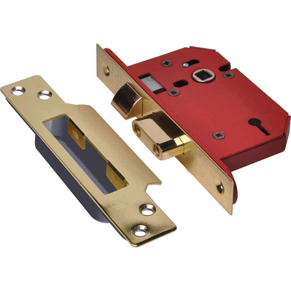 Union Strongbolt 3 Lever Mortice Sash Lock Polished Brass 79mm Union Strongbolt 3 Lever Mortice Sash Lock Polished Brass 79mm