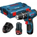 Bosch GSB 1082LI 108v Cordless 2 Speed Combi Drill with L Boxx and 2 Lithium Ion Batteries 2ah