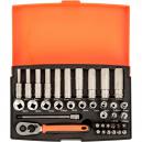 Bahco SL25L 37 Piece 14 Drive Deep Socket and Bit Set Metric