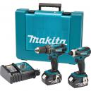 Makita DLX2012 18v Cordless Combi Drill and Impact Driver with 2 Lithium Ion Batteries 3ah