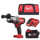 MILWAUKEE M18FPD501B 18V BRUSHLESS COMBI HAMMER DRILL WITH 1x 50AH LIION BATTERY CHARGER and CANVAS BAG